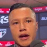 Lateral-esquerdo Marlon em entrevista no Morumbi após jogo do Grêmio contra o São Paulo, pelo Brasileirão 2025